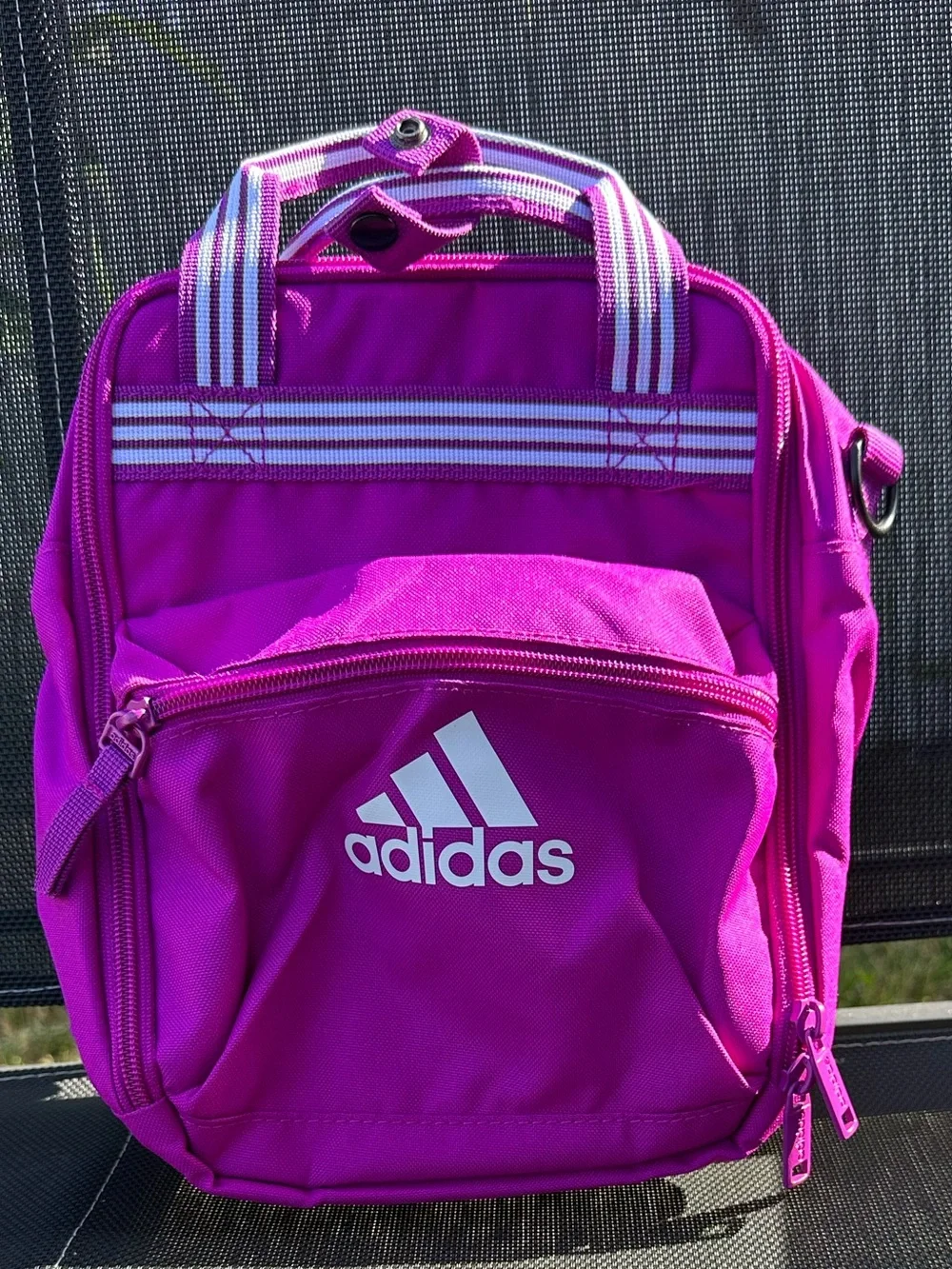 Adidas Squad Insulated Lunch Bag fuchsia pink white Adidas logo on the front